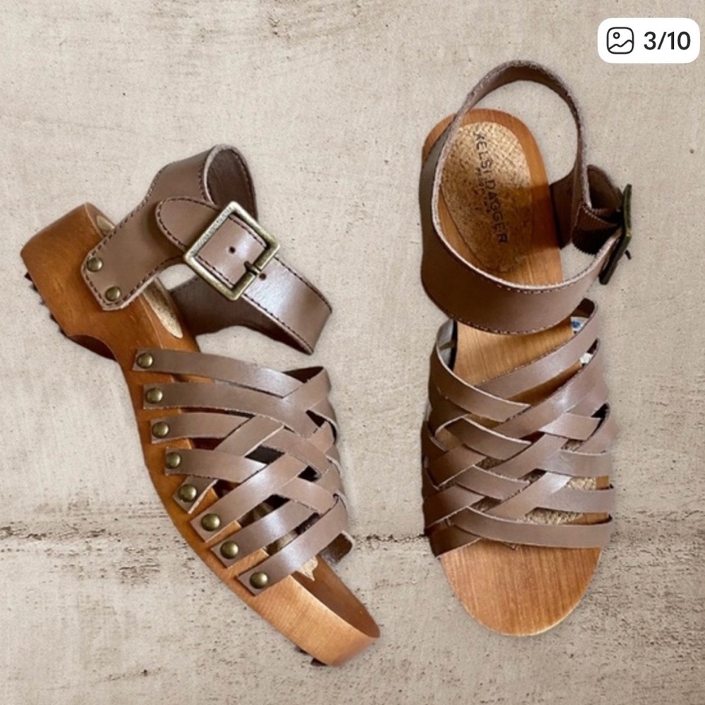 NIB Kelsi Dagger Brooklyn Harling Clog Sandal Anthropologie Taupe Brown sz 7 - Picture 3 of 7